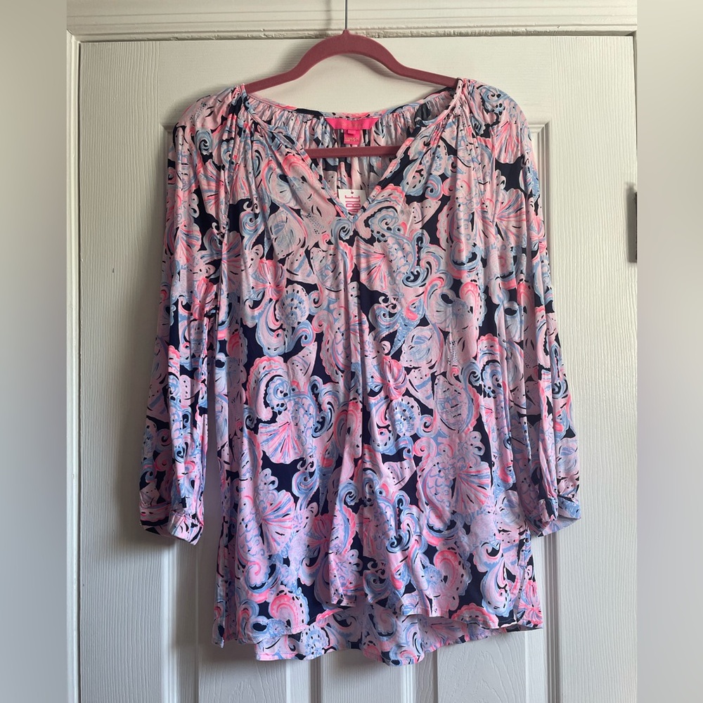 Lilly Pulitzer 3/4 Sleeve Willa Top- It’s for Shore